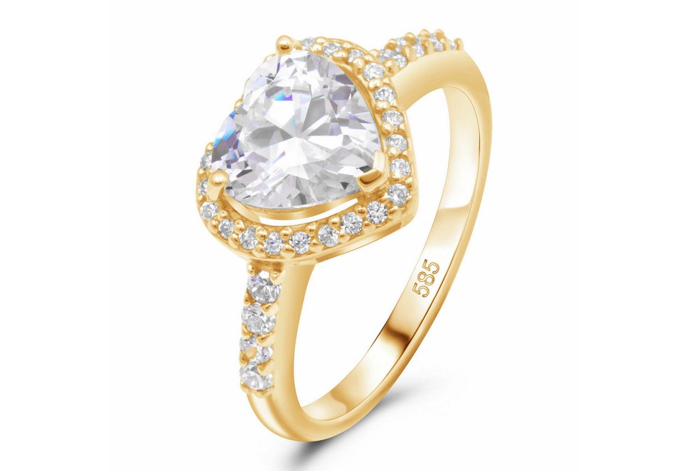 Tony Fein Goldring Ring Herz 14-Karat Gold Zirkonia, Made in Italy für Damen von Tony Fein