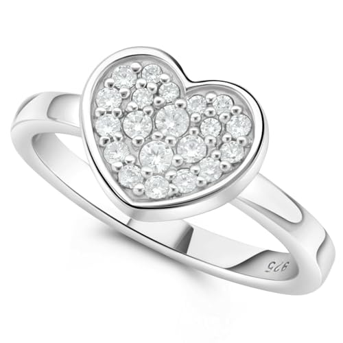 Tony Fein Herz Ring Liebe Cocktailring 925 Sterling Silber Rhodiniert Zirkonia Weiß für Damen Made in Italy von Tony Fein