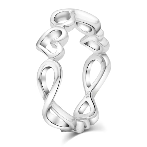 Tony Fein Herzring 6mm 925er Silber Schleife Hochglanzpoliert Massiv Rhodiniert Made in Italy für Damen von Tony Fein