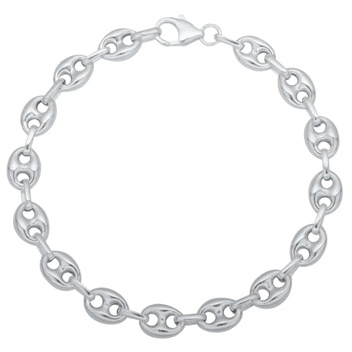 Tony Fein Kaffeebohnenarmband 8mm 925er Sterling Silber Armband Poliert Gestempelt für Herren und Damen Made in Italy von Tony Fein