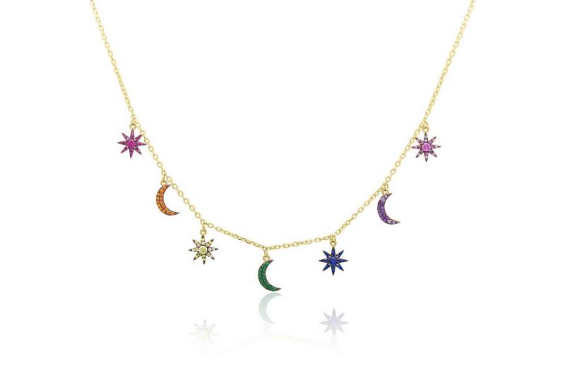 Tony Fein Kette mit Anhänger Kette Sonne Mond Sterne 925er Silber 585er Gelb Vergoldet von Tony Fein