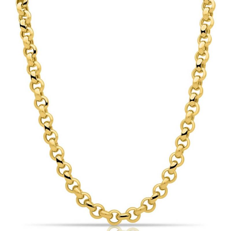 Tony Fein Kette ohne Anhänger Erbskette 11 mm 585er Vergoldet Gelbgold Hochglanzpoliert, Made in Italy für Damen und Herren von Tony Fein