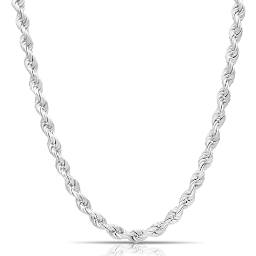 Tony Fein Kordelkette 10mm 925er Sterling Silber Gestempelt Halskette für Damen und Herren Made In Italy 60 cm von Tony Fein