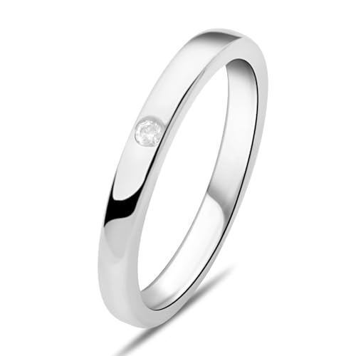 Tony Fein Ring 3mm Zirkonia Stein Weiß 925 Silber Massiv Gestempelt Für Damen von Tony Fein