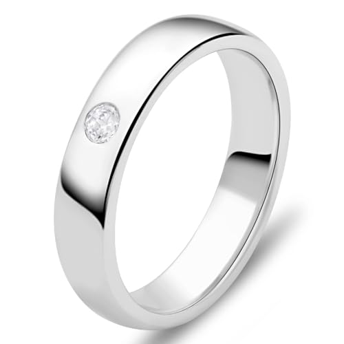 Tony Fein Ring 5mm Zirkonia Weiß 925 Silber Rhodiniert Gestempelt Massiv Für Damen von Tony Fein