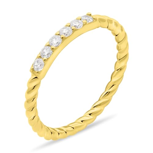 Tony Fein Ring Gedreht 585er Vergoldet Zirkonia Weiß 54 (17,2 Ø) von Tony Fein