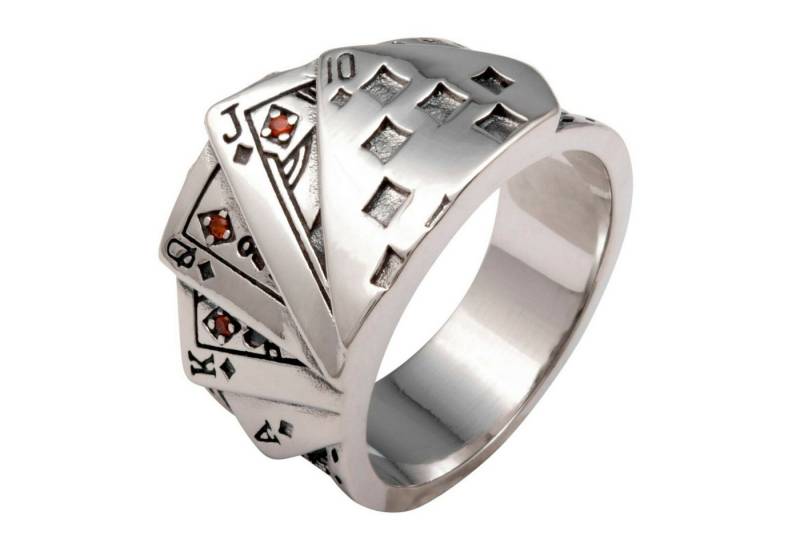 Tony Fein Silberring Karten Ring 925er Silber Massiv Hochglanzpoliert Oxidiert, Made in Italy für Damen und Herren von Tony Fein