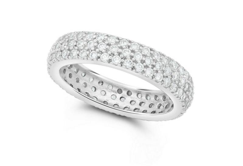 Tony Fein Silberring Tony Fein Ring Cocktailring 5 mm 925er Silber Rhodiniert mit Weißen, Made in Italy für Damen von Tony Fein