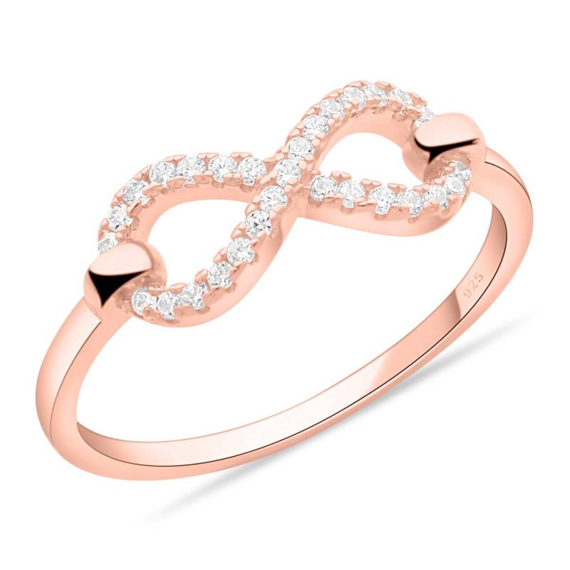 Tony Fein Silberring Unendlichkeitsring 585er Rosé Vergoldet 925er Silber Massiv Zirkonia, Made in Italy für Damen von Tony Fein