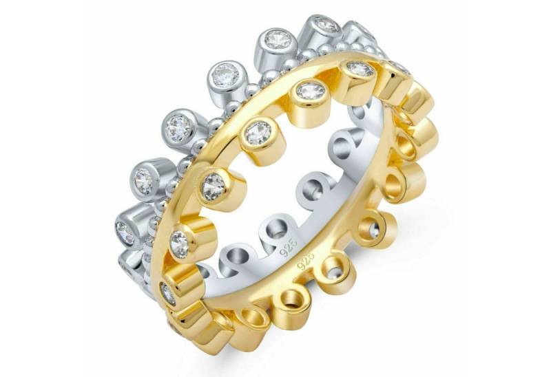 Tony Fein Silberring Krone Doppelring Vorsteckring Kronendesign 925er Silber 585er Vergolde, Made in Italy für Damen von Tony Fein