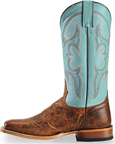 Tony Lama Sealy Herren-Stiefel, quadratischer Zehenbereich, wadenhoch, Blau, Braun, Blau, 38.5 EU von Tony Lama