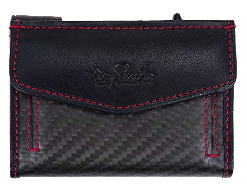 Tony Perotti Leder Geldbörse RFID Kreditkartenbörse Wallet Geldbeutel + bb Schlüssel-Etui (Carbon Schwarz Rot (TC/CC/3700/RDZW)) von Tony Perotti