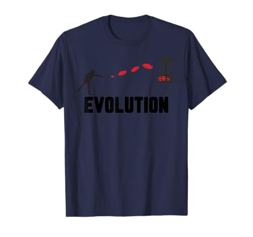 Männer werfen rote Scheibe in den Korb Evolution Disc Golf T-Shirt Männer werfen rote Scheibe in den Korb Evolution Disc Golf T-Shirt von Tony's Funny Disc Golf Shirt Apparel