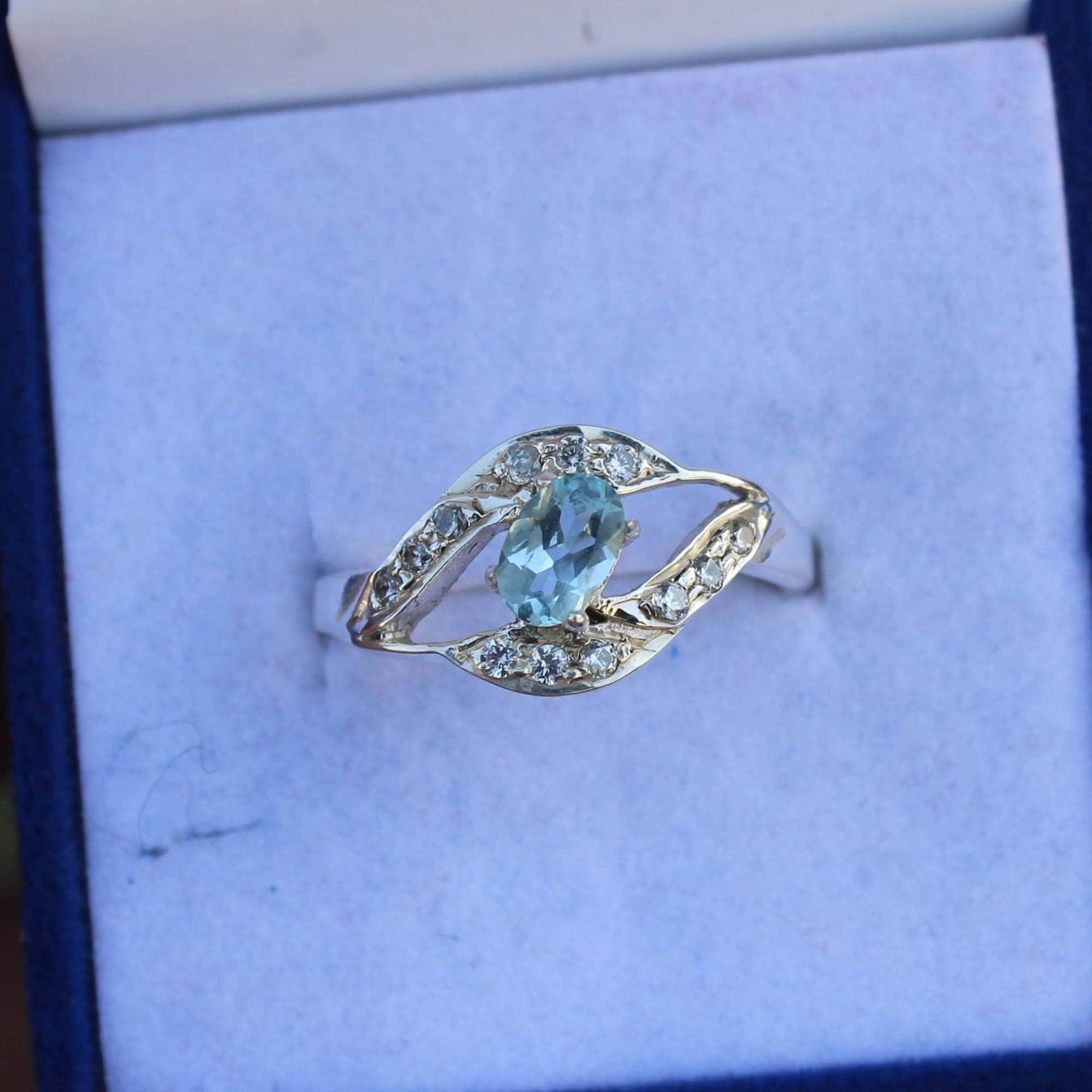 Antiker Aquamarin Edelstein Ring, 925 Sterling Silber Verlobungsring, Vintage Jahrestag März Geburtsstein Geschenk Für Frauen von Tonyjewellers