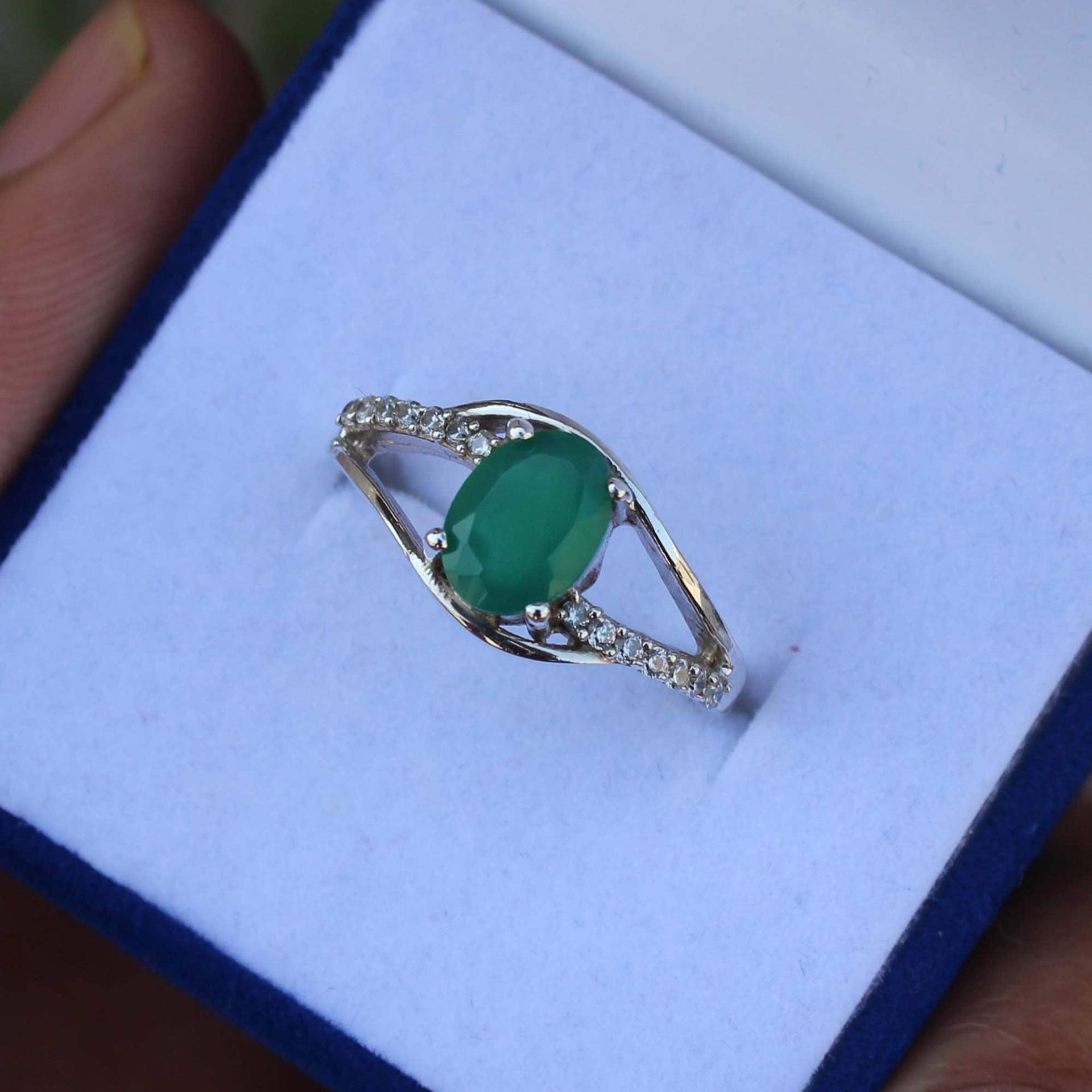 Grüner Onyx Edelstein Ring, Oval Geschliffener 925 Sterling Silber Ehering, Verlobungsring, Jahrestag Geschenk Für Sie von Tonyjewellers