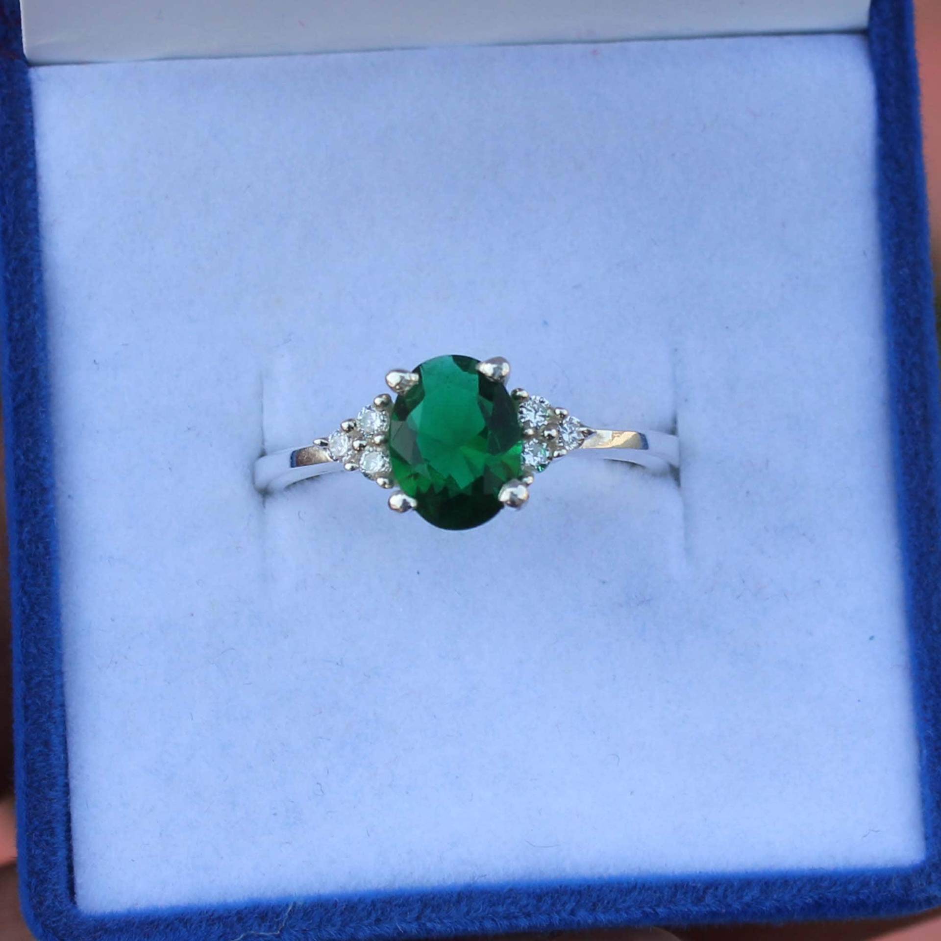 Smaragdring Mit Geburtsstein Mai - Ring Aus Sterlingsilber Art-Deco-Smaragdring Verlobungsring Jubiläums-Geburtstagsgeschenk Für Sie von Tonyjewellers