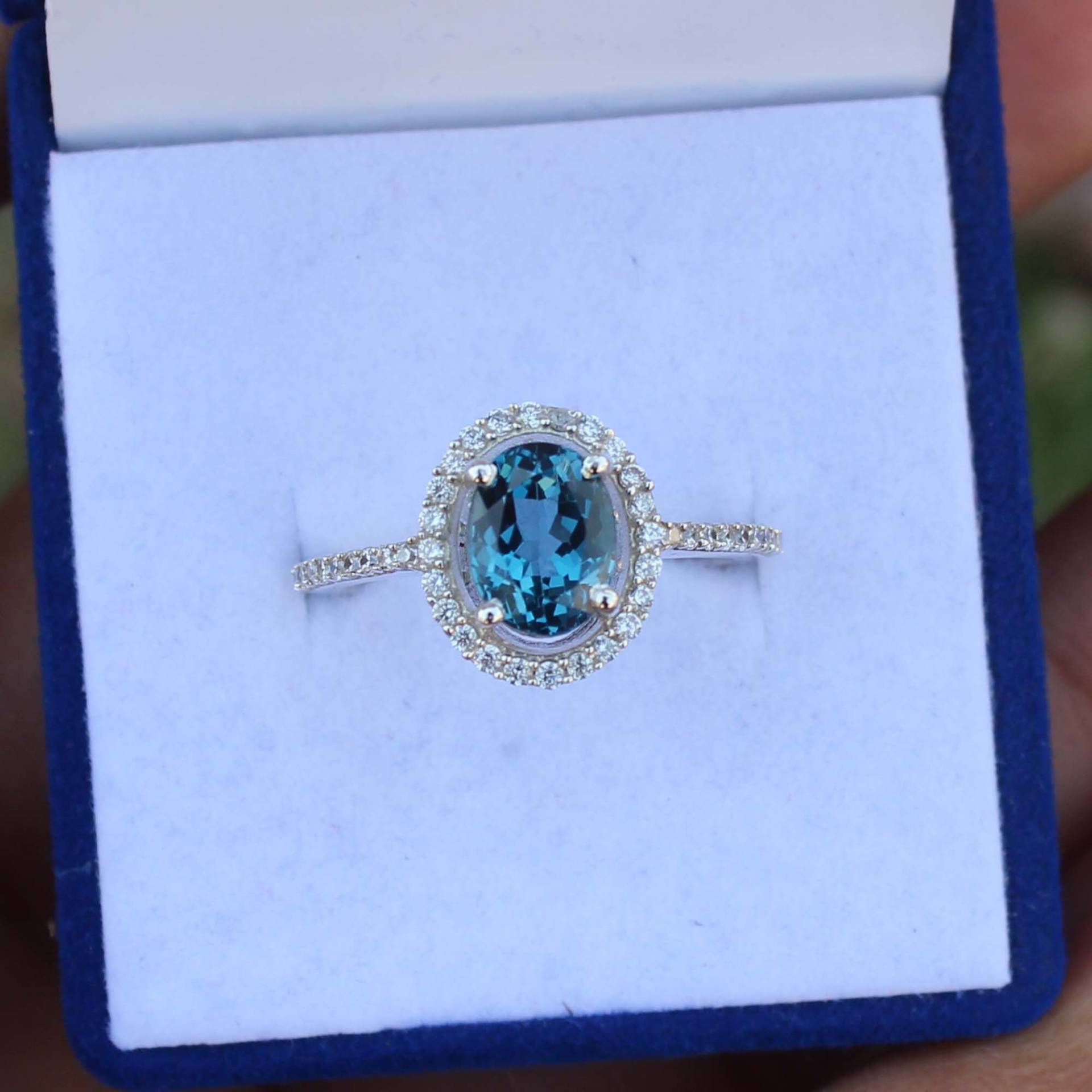 Natürliche London Blue Topas Ring - Sterling Silber Verlobungsring Versprechen November Birthstone Blau Edelstein-Geschenk Für Sie von Tonyjewellers