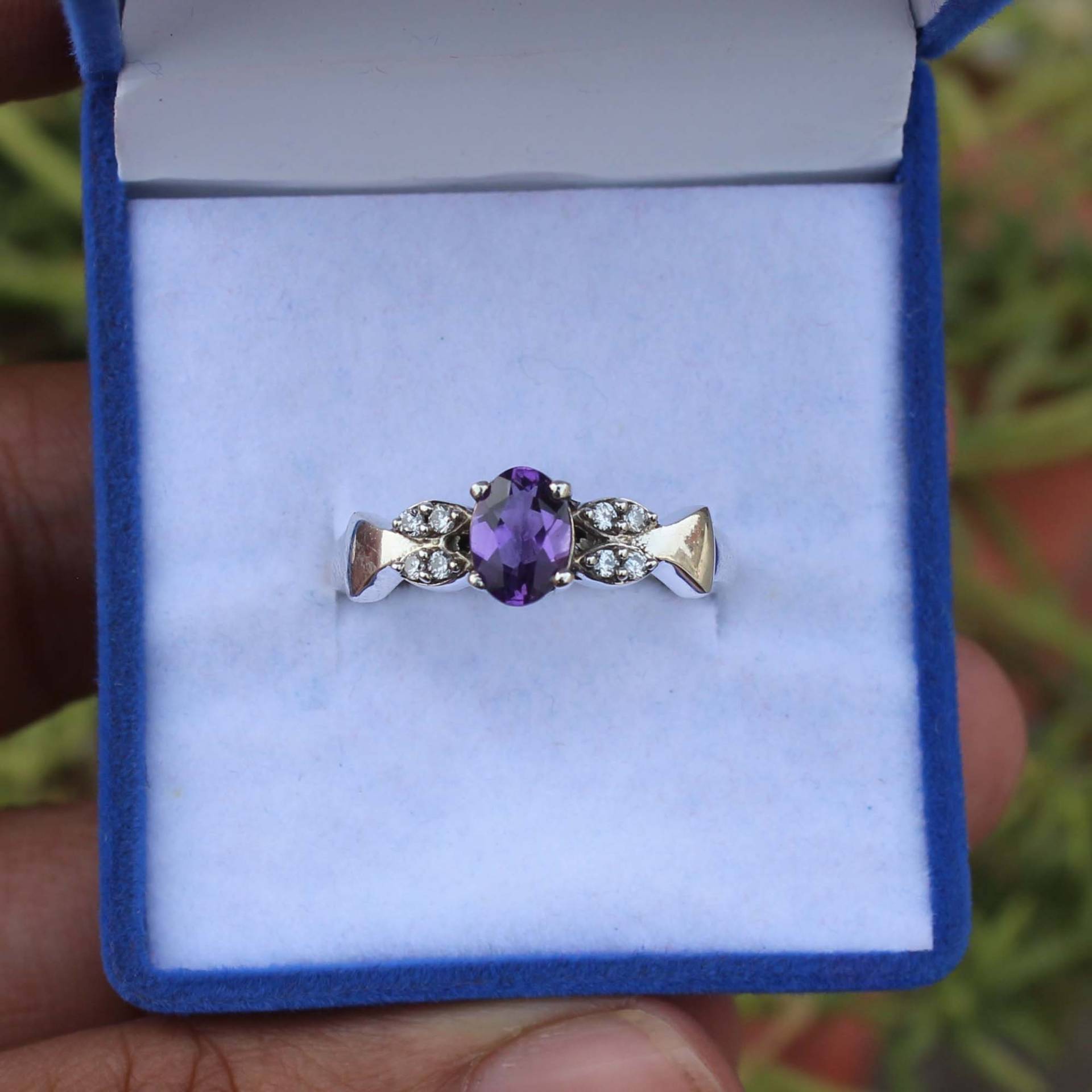 Natürlicher Amethyst Edelstein Ring/925 Sterling Silber Statement Ehering Verlobungsring Jahrestag Geschenk Für Frauen von Tonyjewellers