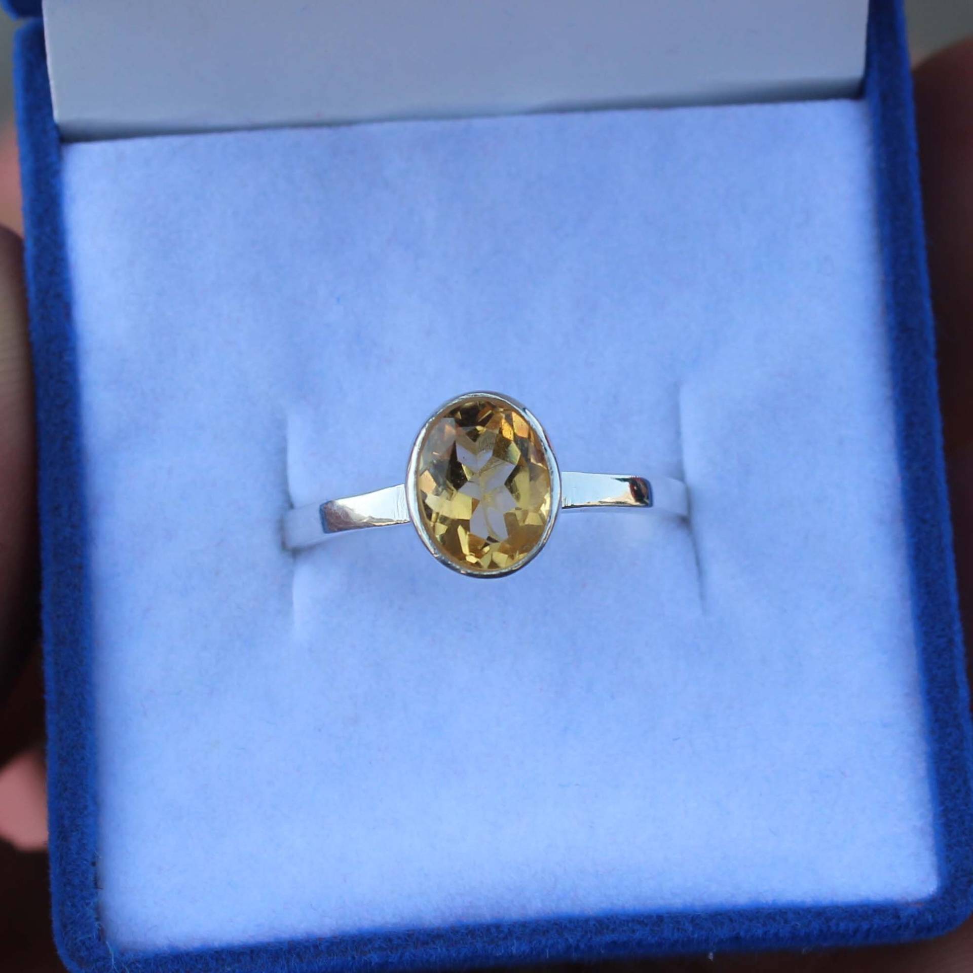 Natürlicher Citrin Ring/Ovalschliff November Geburtsstein Sterling Silber Verlobungsring Gelber Edelstein Ring Ehering von Tonyjewellers