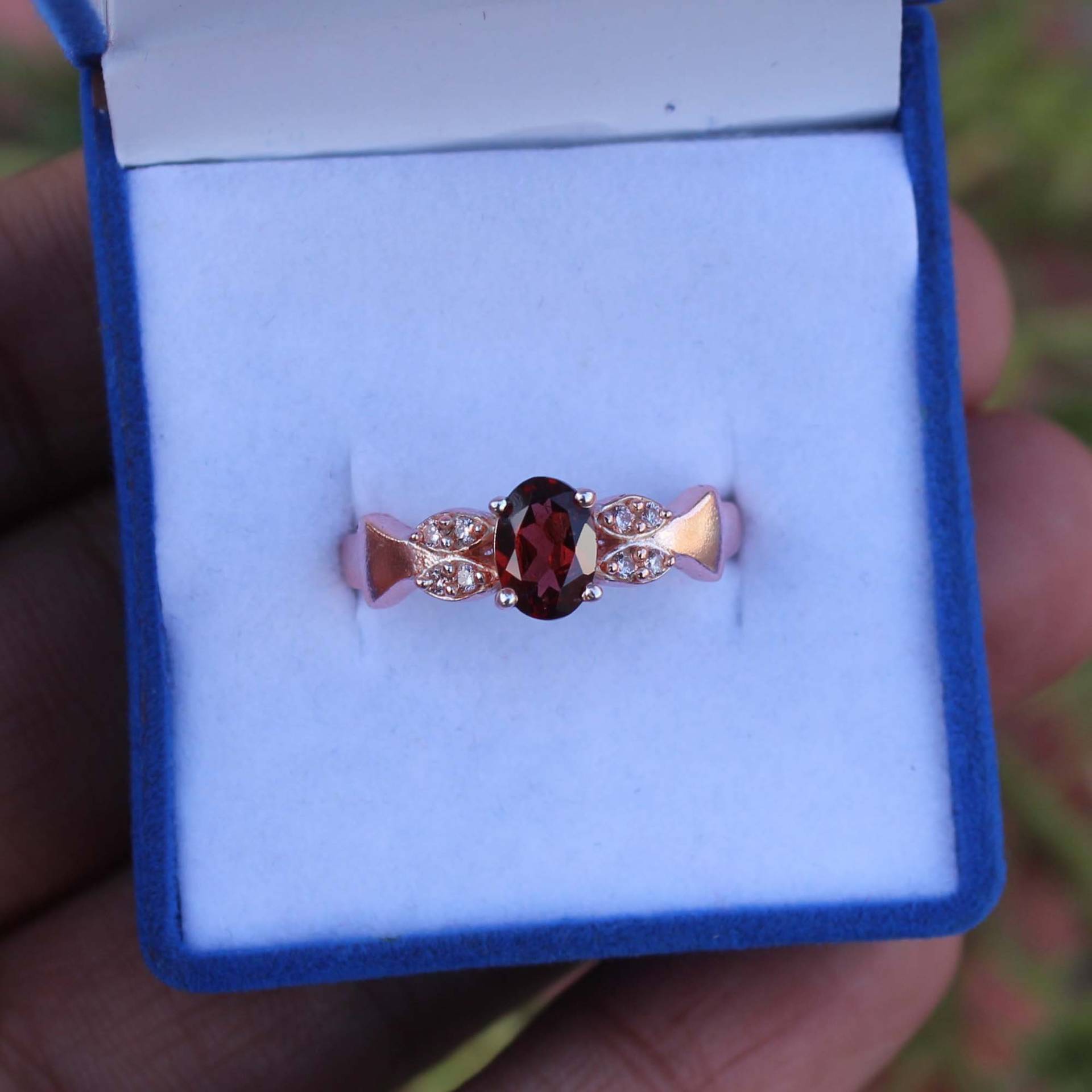 Natürlicher Granat Edelstein Ring, Vintage Rose Gold Ehering, Statement Januar Birthstone Braut Versprechen Geschenk Für Frauen von Tonyjewellers