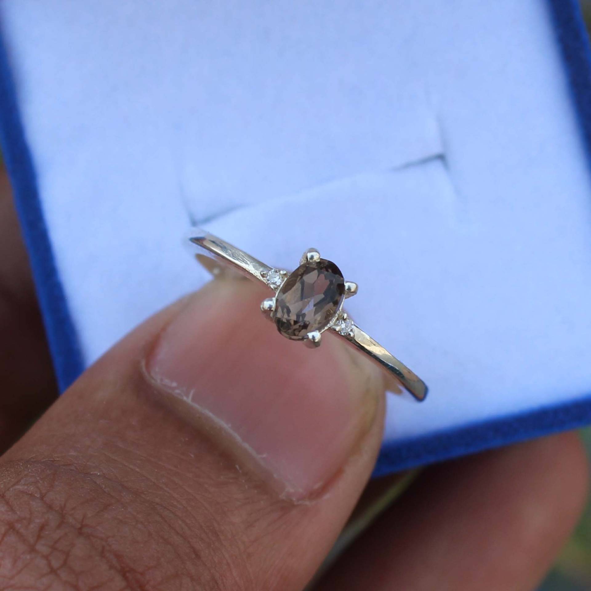 Natürlicher Rauchquarz Ring-Handgemachter Silber Ring-925 Sterling Ring-Designer Ring-Versprechen Ring-Valentinstag Geschenk von Tonyjewellers