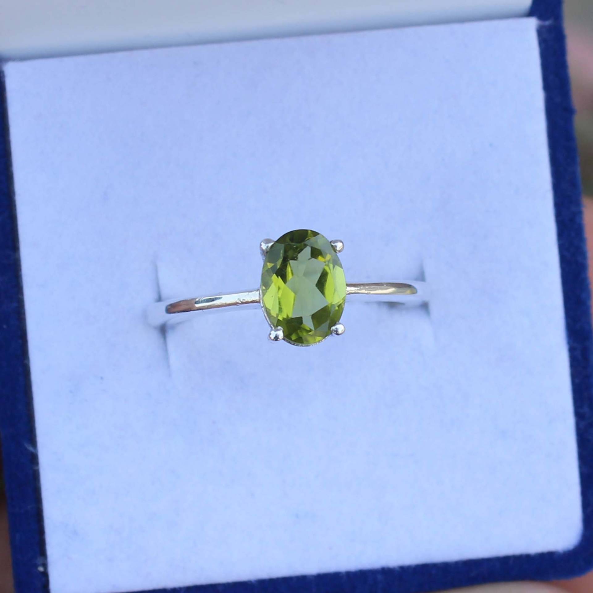 Peridot Ring - 925 Sterling Silber Statement Zierlicher Natürlicher Cocktail Alltäglicher Ehering von Tonyjewellers