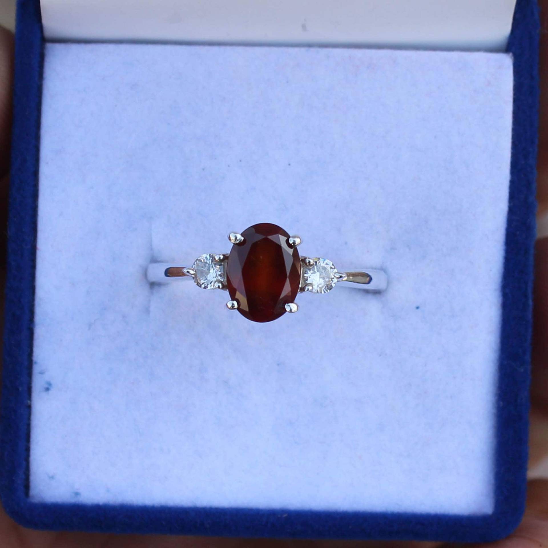 Roter Hessonit Granat Edelstein Ring, Vintage Ehering, 925 Sterling Silber Januar Geburtsstein Jahrestag Geschenk Für Sie von Tonyjewellers