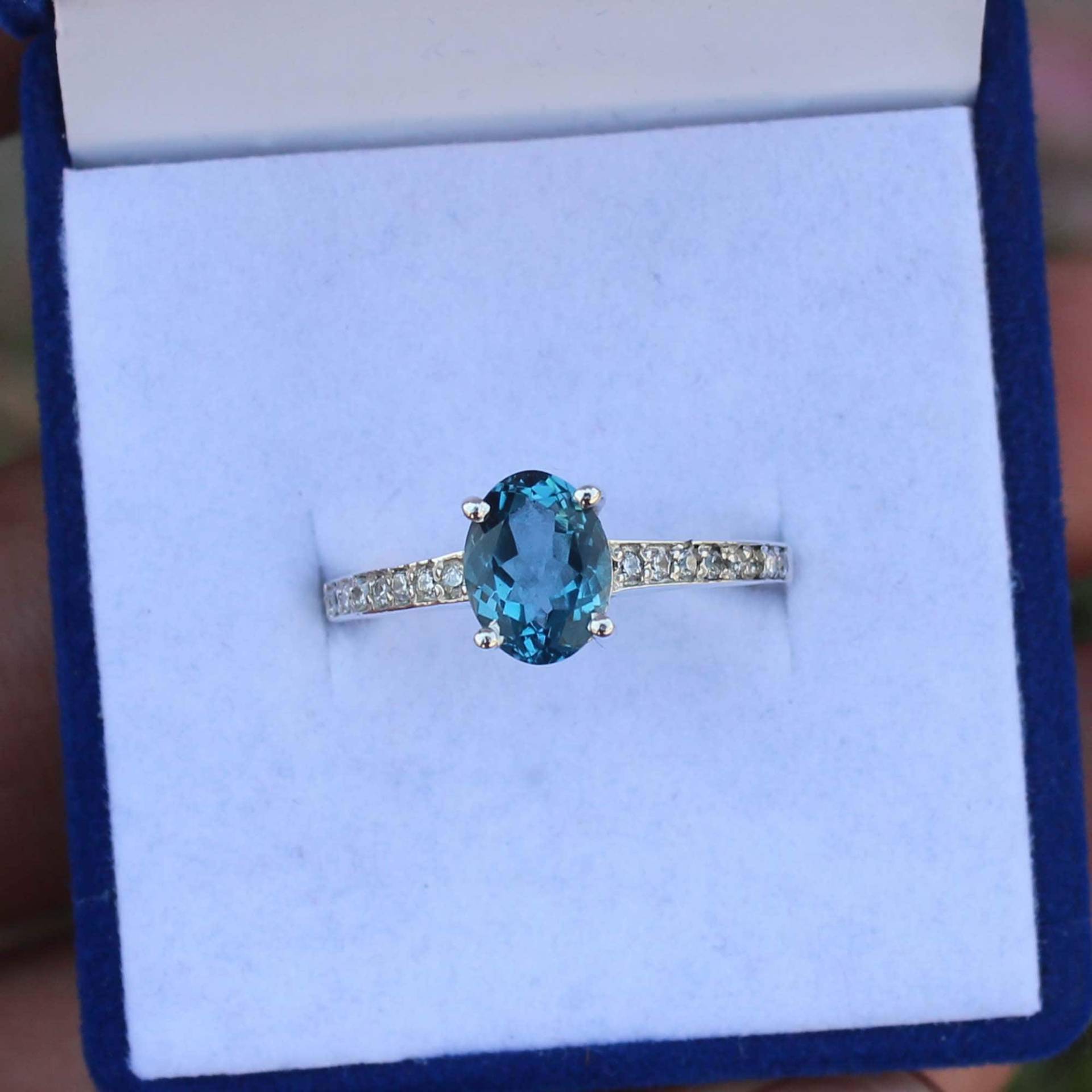 Seltene Qualität Blautopas Ring - Sterling Silber Verlobungsring Dezember Birthstone Blauer Edelstein Geburtstagsgeschenk Für Sie von Tonyjewellers