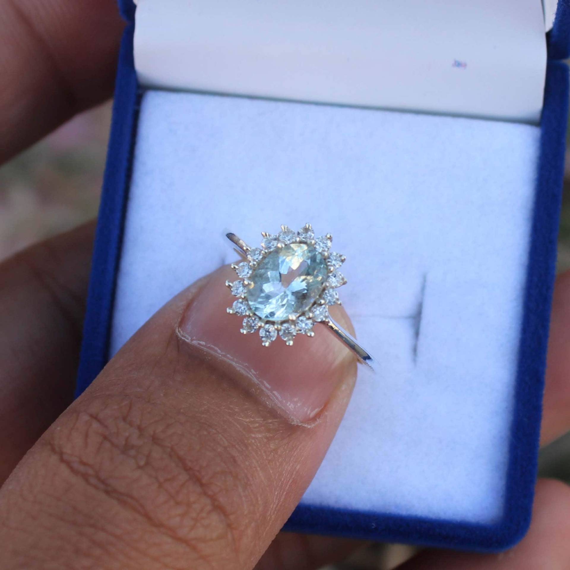 sterling Silber Ring Aquamarin - Art Deco Verlobungsring Versprechensring März Geburtsstein Jahrestagsgeschenk Für Sie von Tonyjewellers