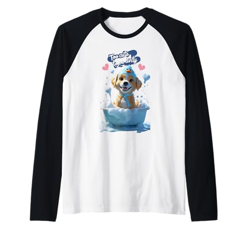 Lustiges Unisex-T-Shirt „Too Cute Dog“ für Herren, Damen und Kinder Raglan von Too Cute Dog Funny Unisex Design For Men Women Tee