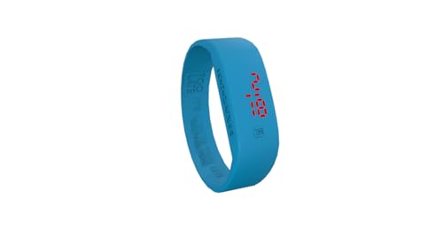 Too Late LED ORIGINAL Unisex Digital Led Ultra Light Silikon Uhr - Datum & Zeit - (L, Fluo Blau) von Too Late