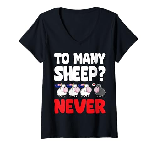 Damen Zu viele Schafe Niemals australische Schwarze Schafflaggen T-Shirt mit V-Ausschnitt Damen Zu viele Schafe Niemals australische Schwarze Schafflaggen T-Shirt mit V-Ausschnitt von Too Many Sheep Never Australia Black Sheep