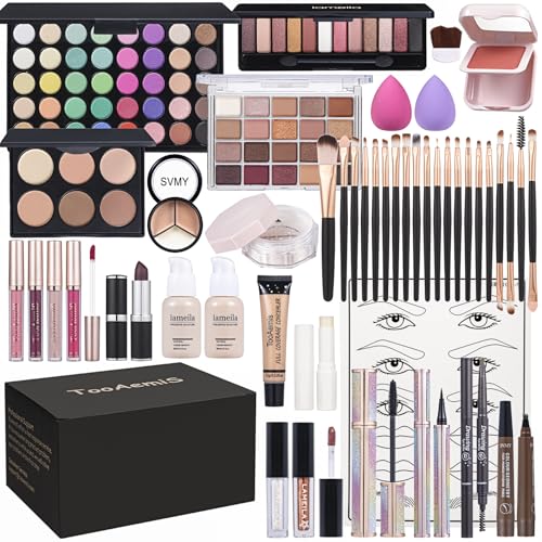 TooAemiS Komplettes Make-up-Set: Make-up-Set für Frauen, Mehrzweck-Make-up-Set, Lidschatten, flüssige Grundierung, wasserfest und langanhaltend von TooAemiS
