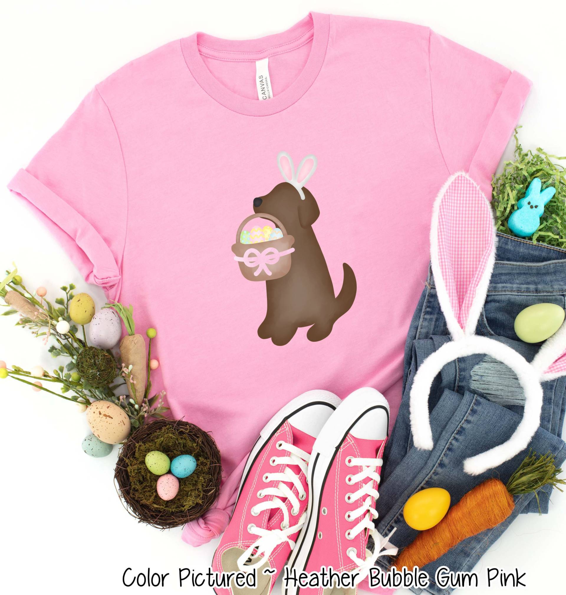 Braunes Labrador Mädchen Ostern Shirt, Hundeliebhaber Niedliches Shirt Für Frau, Familie Passendes von TooCuteCustomDesign