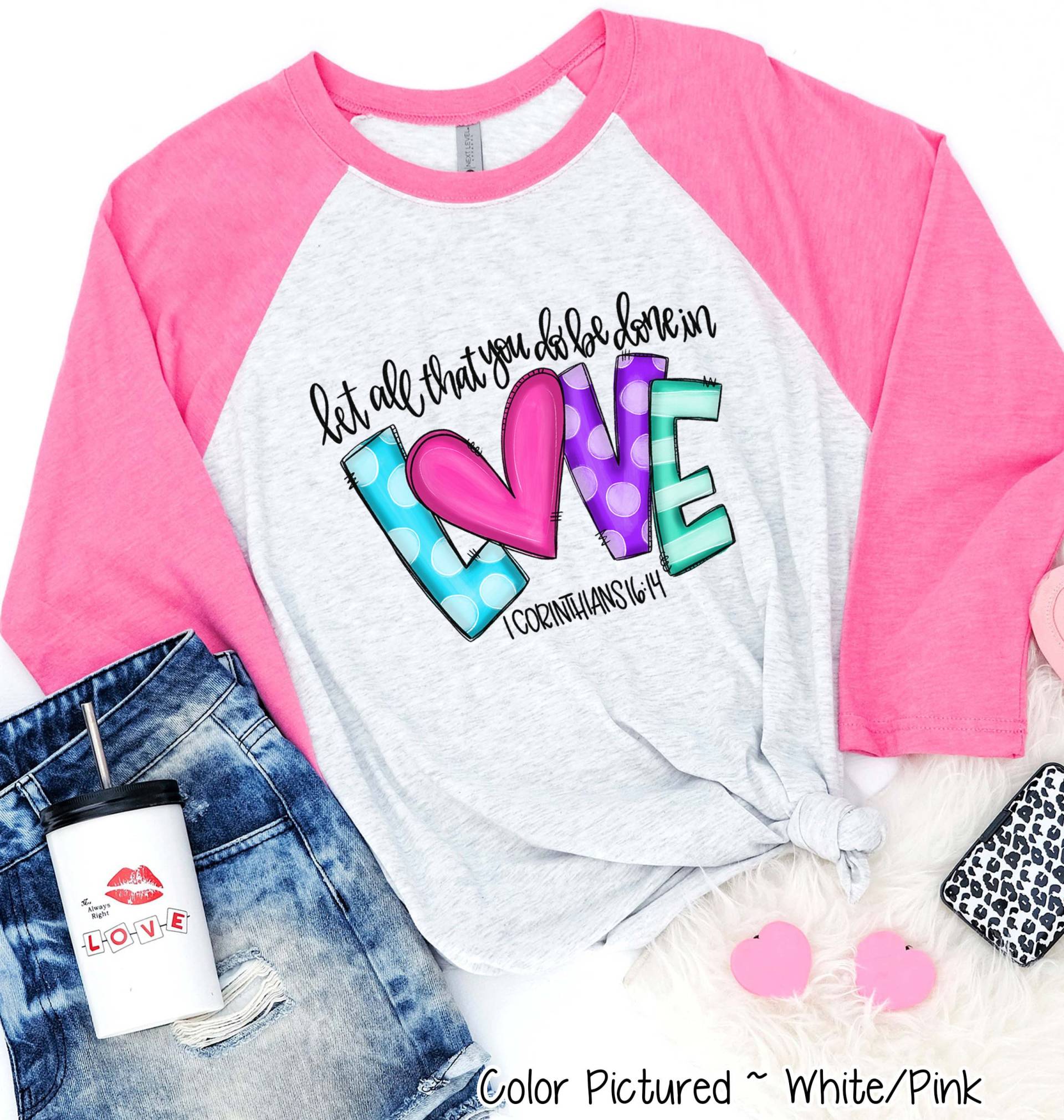 Liebe Valentinstag Shirt, Glaube T-Shirt, Jesus Mädchen T-Shirts Für Frauen, Süßes Raglan T-Shirt von TooCuteCustomDesign