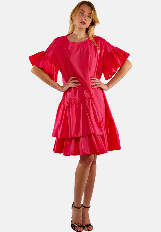 Tooche Blusenkleid Rosa Volants als Ärmel und am Saum von Tooche