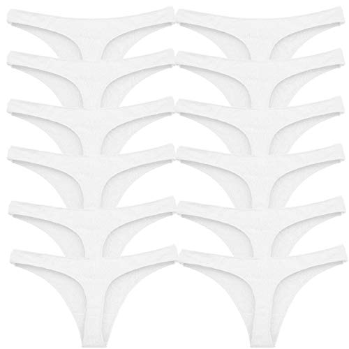 Toocool - 12er-Pack Damen-String aus Baumwolle, Damen-Slips, String, dehnbarer String 12 Stück, Strings & Tangas für Damen 368-12 [L-XL, Weiß] von Toocool