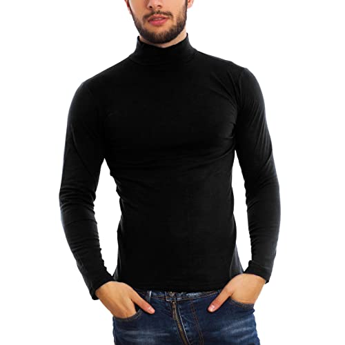 Toocool Rollkragenshirt Herren Baumwolle, Turtleneck Herren, Rolli Herren Baumwolle, Langarmshirt Herren Slim Fit A6955 [XXL, Schwarz] von Toocool
