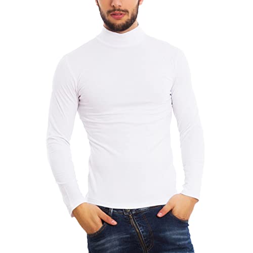 Toocool Rollkragenshirt Herren Baumwolle, Turtleneck Herren, Rolli Herren Baumwolle, Langarmshirt Herren Slim Fit A6955 [L, Weiß] von Toocool