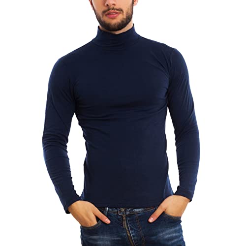 Toocool Rollkragenshirt Herren Baumwolle, Turtleneck Herren, Rolli Herren Baumwolle, Langarmshirt Herren Slim Fit A6955 [L, Blau] von Toocool
