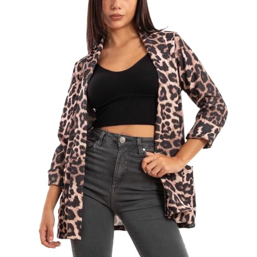 Toocool Blazer Damen Jacke Elegant Casual Basic Einreihig Frühling VI-80021, Leopard, One size von Toocool