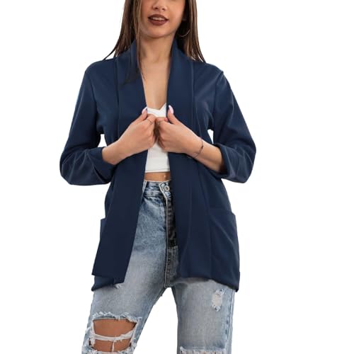 Toocool Blazer Damen Jacke Elegant Casual Basic Einreihig Frühling VI-80021, dunkelblau, One size von Toocool