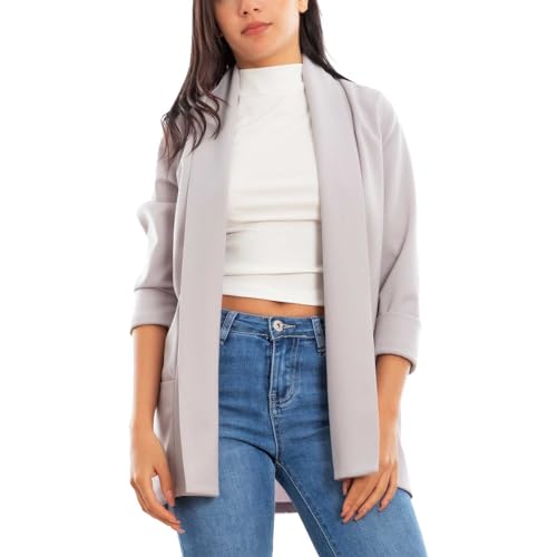 Toocool Blazer Damen Jacke Elegant Casual Basic Einreiher Frühling VI-80021, hellgrau (ral 7035), One size von Toocool