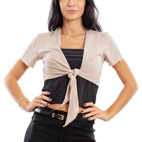 Toocool - Damen Bolero Cardigan Knoten VB-2131, beige, One size von Toocool