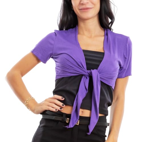 Toocool - Damen Bolero Cardigan Knoten VB-2131, violett, One size von Toocool