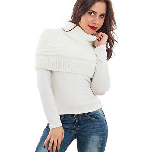 Toocool Damen Bolero Tricot Rollkragen Poncho LO-AS0430, 83319-71-373-1, Weiß, 83319-71-373-1 Einheitsgröße von Toocool