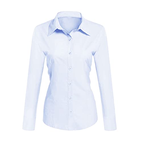 Toocool - Damenhemd Slim Fit Langarm Bluse Eng Bluse Baumwolle C-S020, himmelblau, X-Large von Toocool