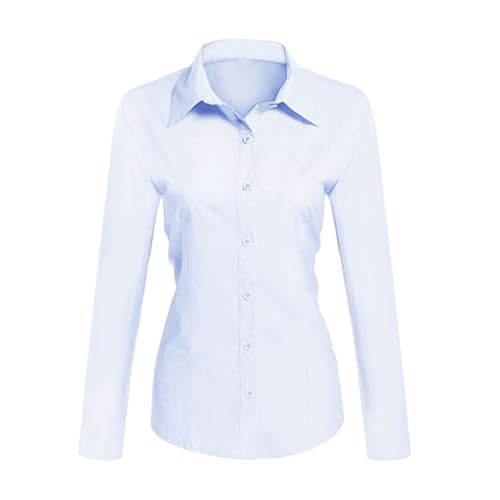 Toocool - Damenhemd Slim Fit Langarm Bluse Bluse Slim Fit Baumwolle C-S020 [XL, Hellblau] von Toocool