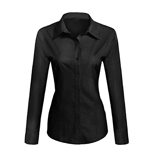 Toocool - Damenhemd Slim Fit Langarm Bluse Bluse Slim Fit Baumwolle C-S020, Schwarz , Large von Toocool