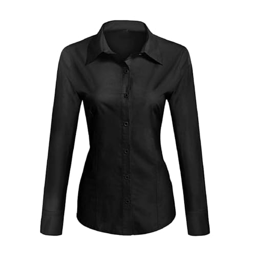 Toocool - Damenhemd Slim Fit Langarm Bluse Bluse Slim Fit Baumwolle C-S020 [L, Schwarz] von Toocool